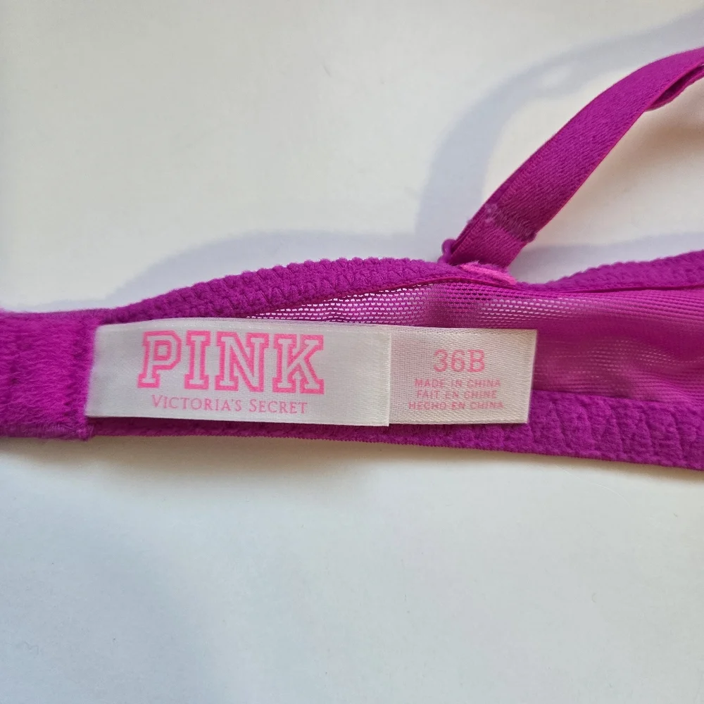 Victoria's Secret Magenta Pink‎ Covertible Bra Size 36 B PINK Lace Lingerie